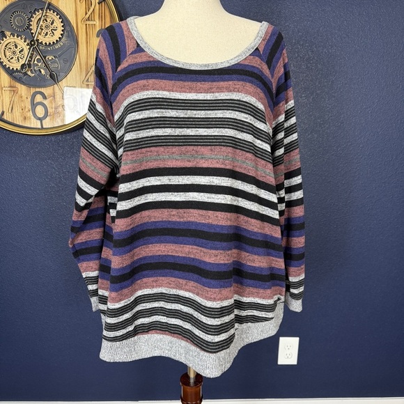 Sunday Striped Sweater Criss Cross Back Plus Size 3X - Picture 1 of 8